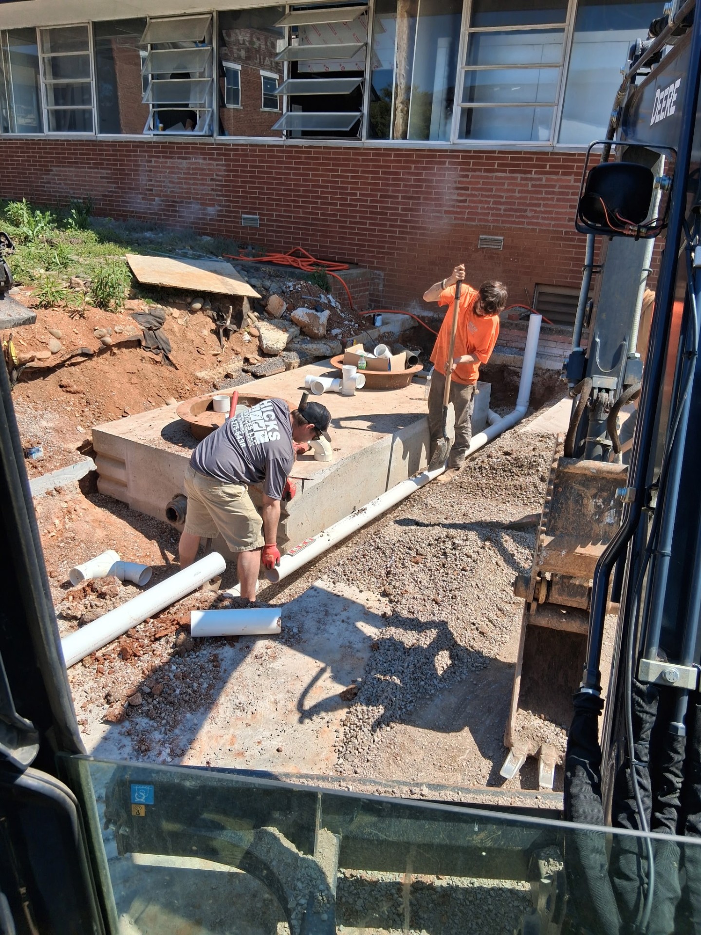 Hicks Services crew installing commercial sewer line in East Tennessee